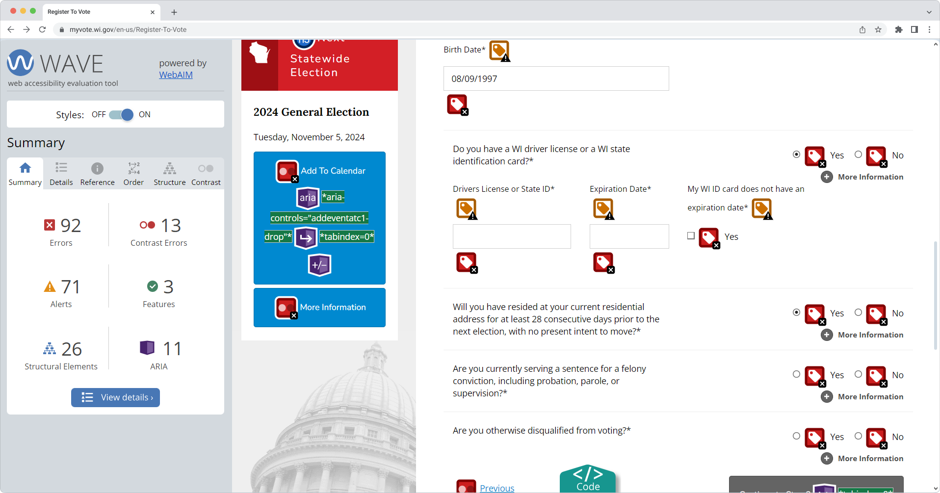 État de l’accessibilité web pour les électeurs américains handicapés : obstacles à l’inscription en ligne en 2024