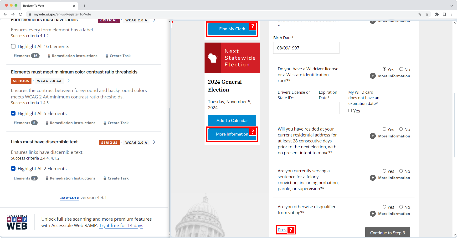 État de l’accessibilité web pour les électeurs américains handicapés : obstacles à l’inscription en ligne en 2024