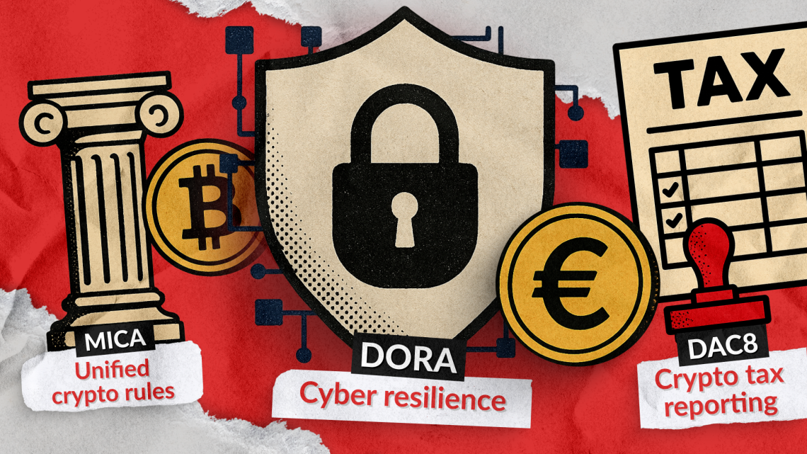 La nouvelle vague réglementaire crypto en Europe : MiCA, DORA & DAC8 expliqués
