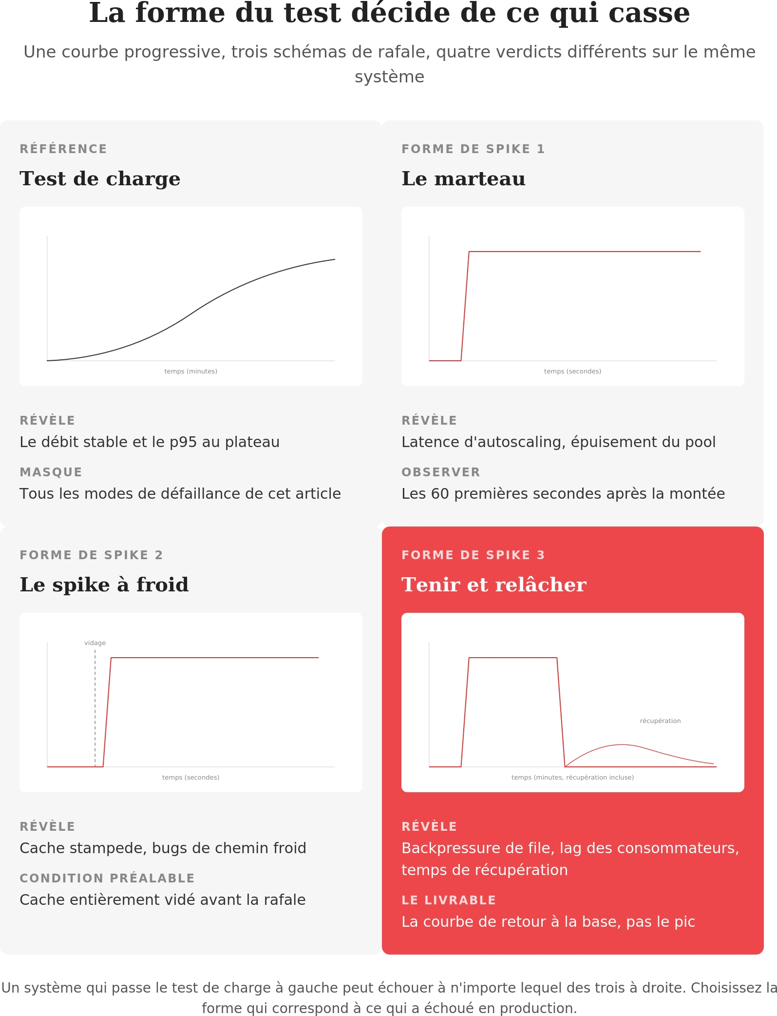 Tests de pics après la réussite de votre test de charge&nbsp;: les cinq modes de défaillance que les tests progressifs masquent